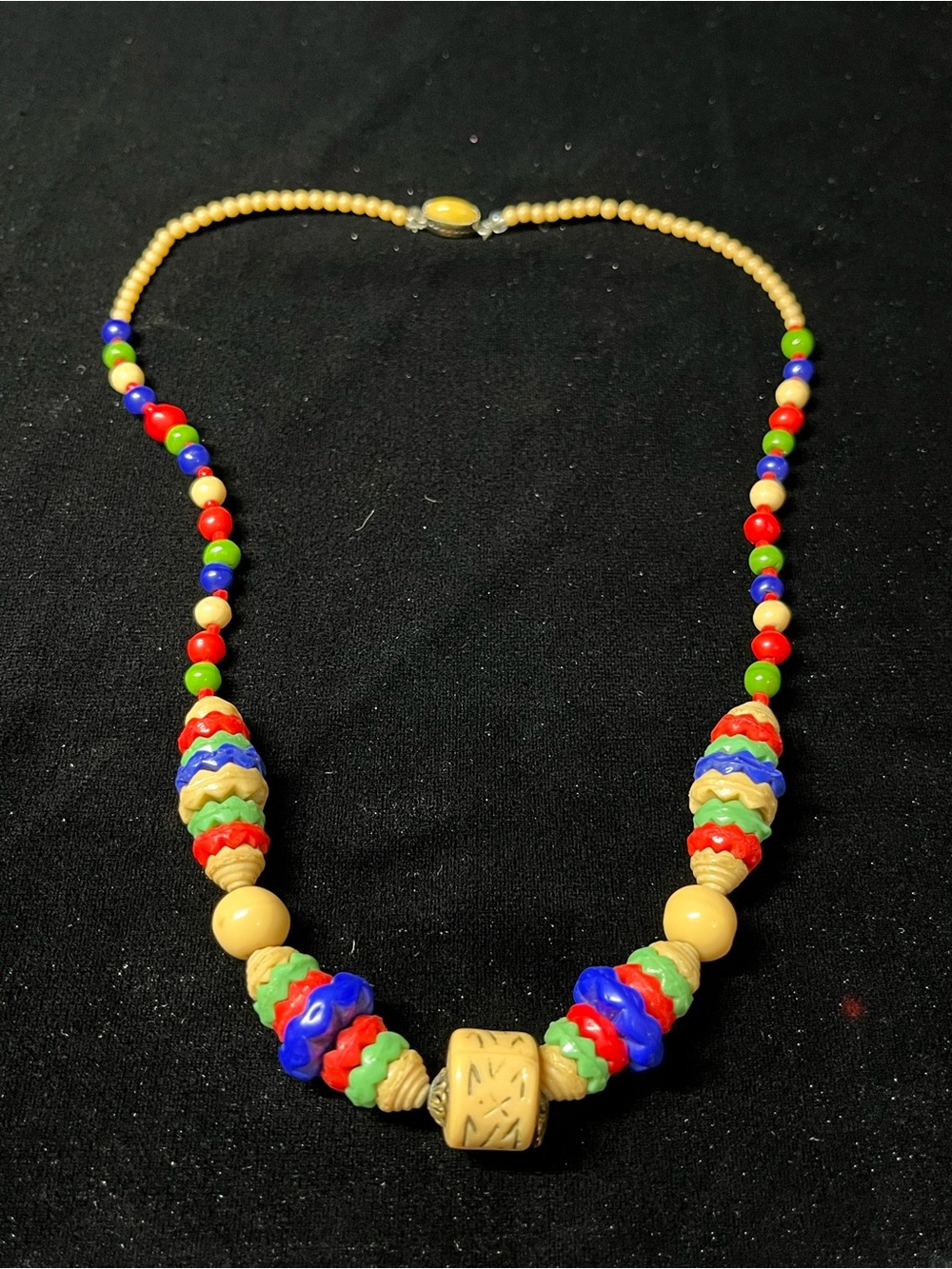 1930s Art Deco Signed Czechoslovakian Molded Glass Harlequin Necklace 1744